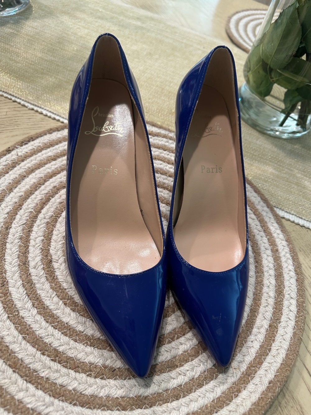Christian Louboutin Royal Blue Patent Pointed-Toe Pumps